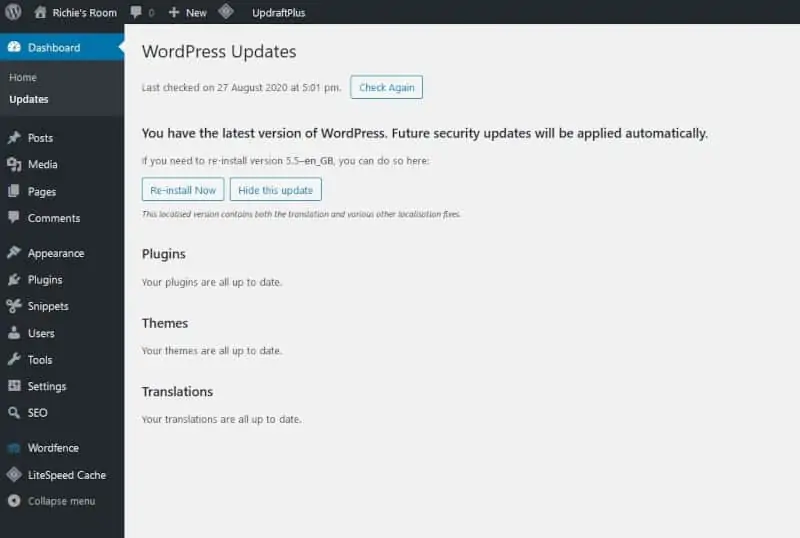 Blogging for fun - WordPress menu