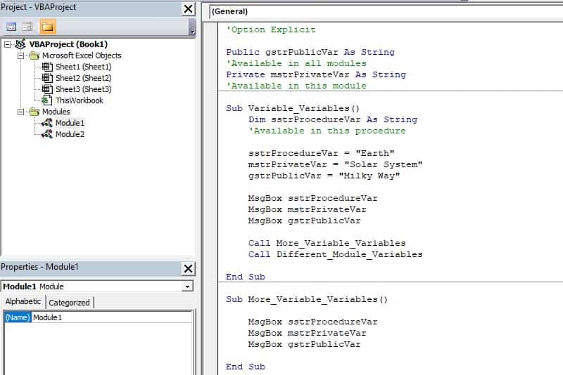 Excel VBA programming concepts - Variable Scope